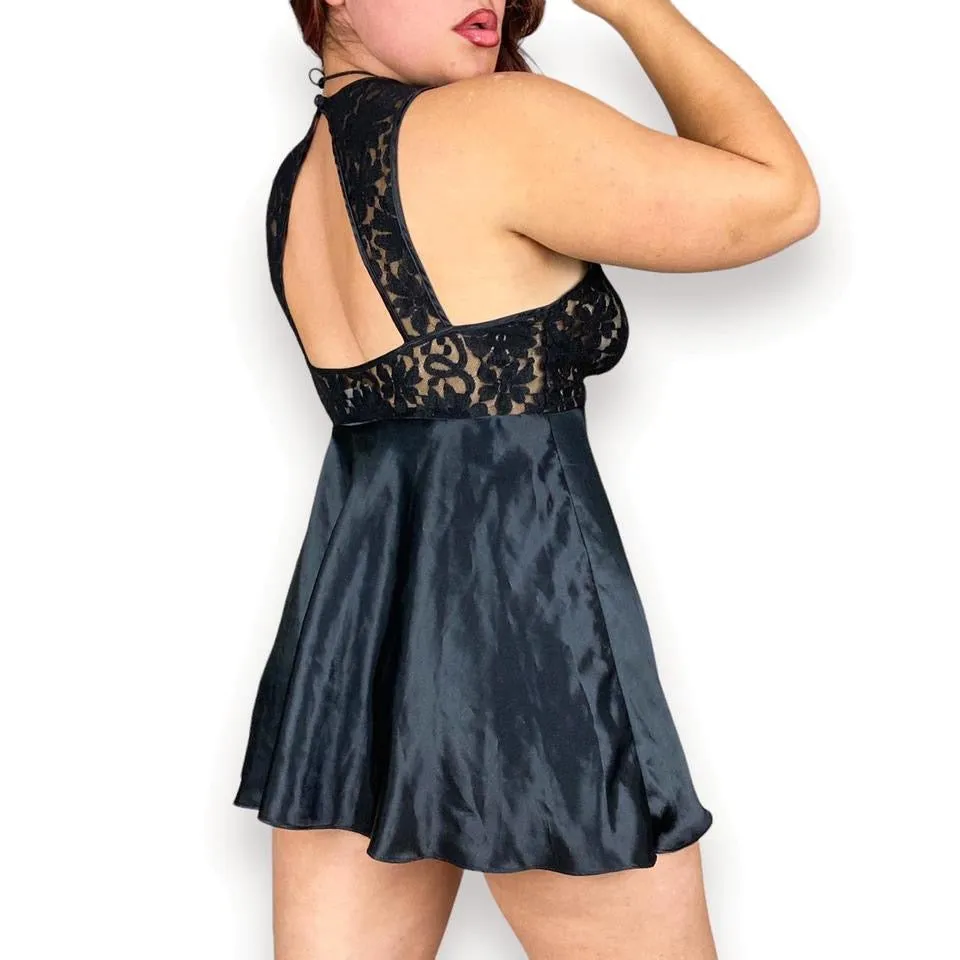 90s Noir Babydoll Slip Dress (M)