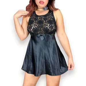 90s Noir Babydoll Slip Dress (M)