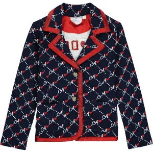 A DEE - Logo Print Maggy Blazer - Navy/Red