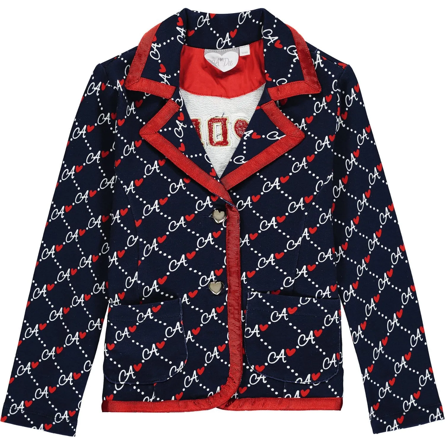 A DEE - Logo Print Maggy Blazer - Navy/Red