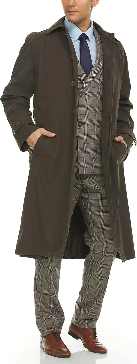 Adam Baker Men's Single Breasted Breasted Full Length Trench Coat All Year Round Raincoat