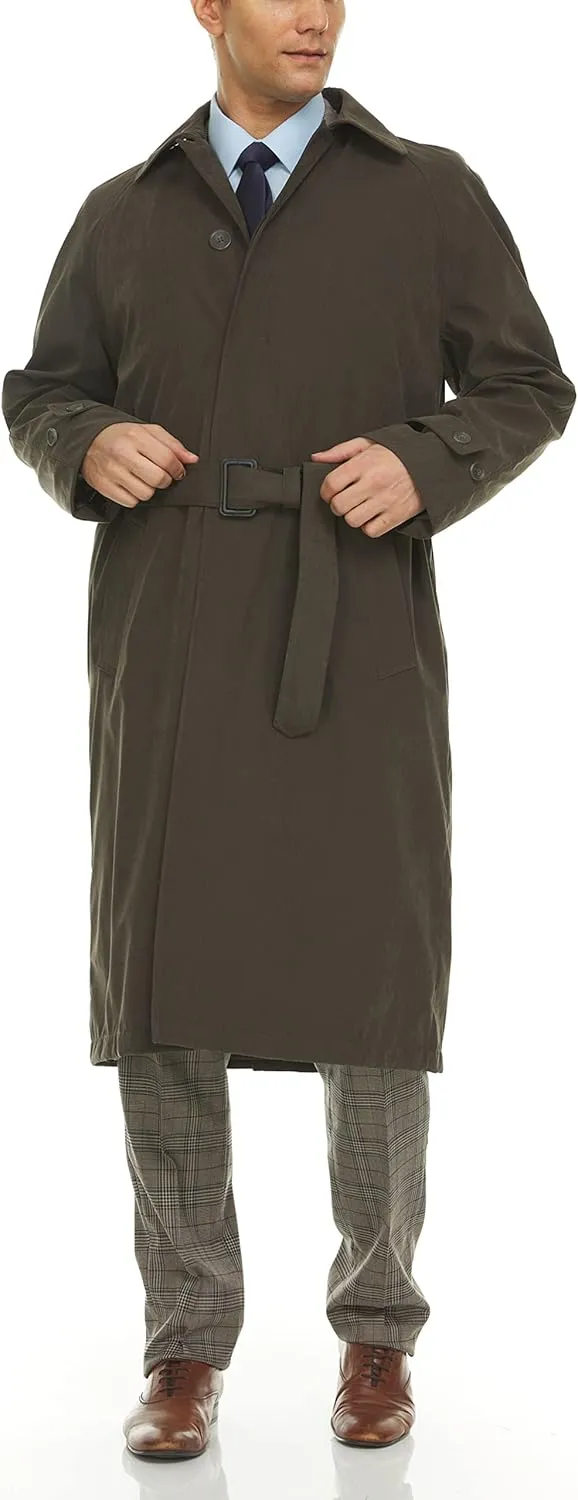 Adam Baker Men's Single Breasted Breasted Full Length Trench Coat All Year Round Raincoat