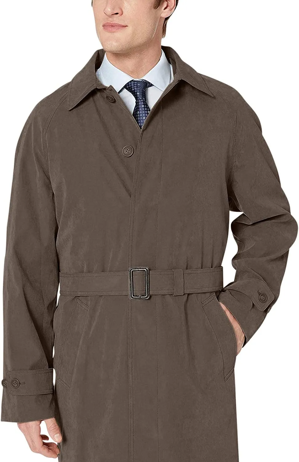 Adam Baker Men's Single Breasted Breasted Full Length Trench Coat All Year Round Raincoat