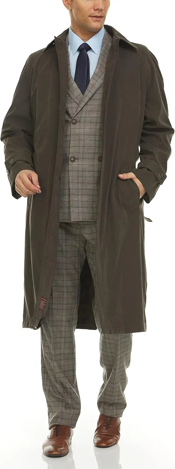 Adam Baker Men's Single Breasted Breasted Full Length Trench Coat All Year Round Raincoat