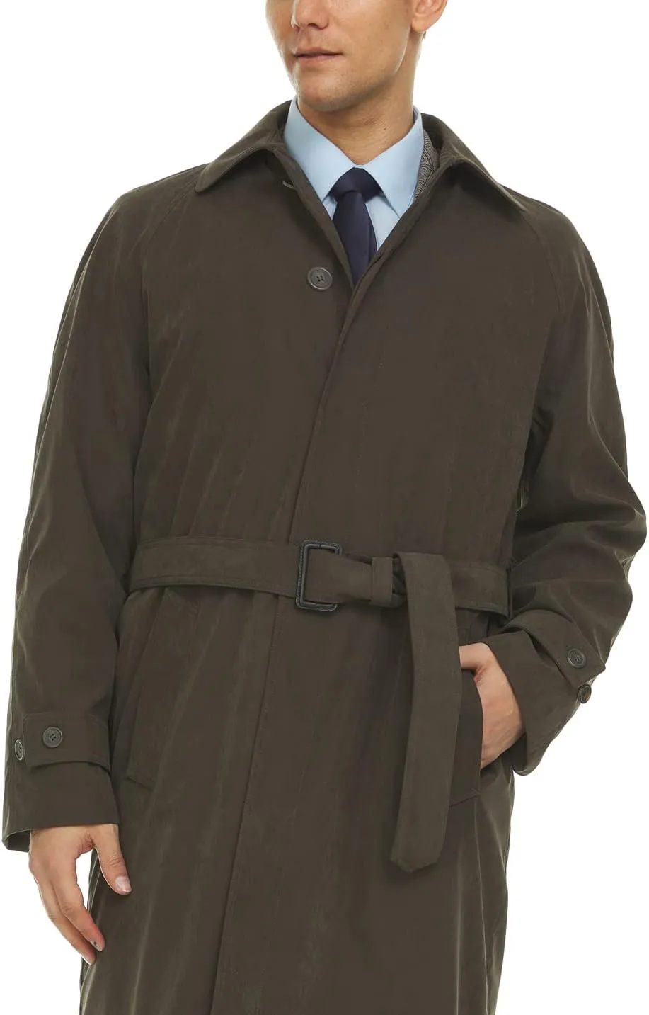 Adam Baker Men's Single Breasted Breasted Full Length Trench Coat All Year Round Raincoat