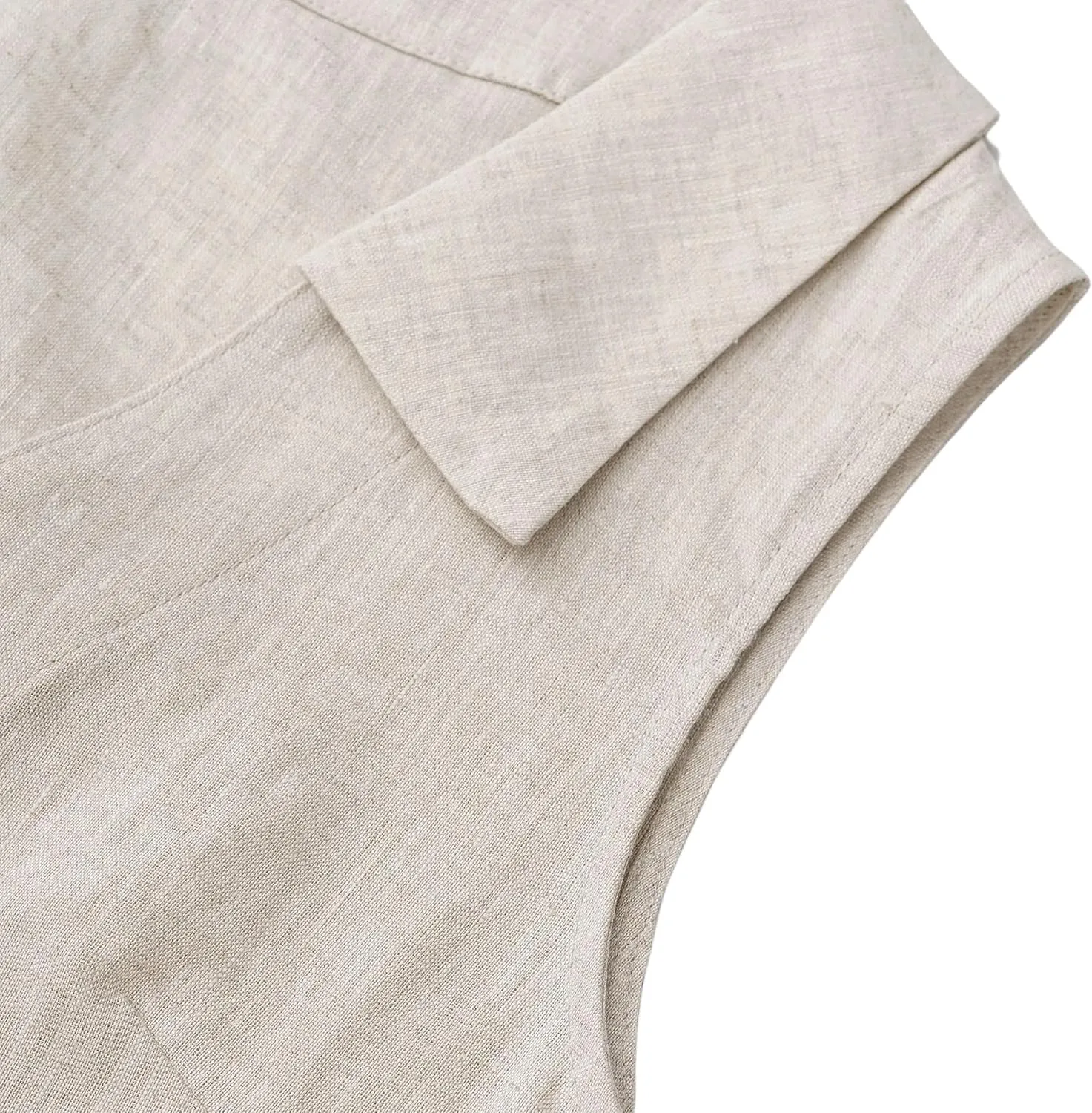 Amazhiyu Women's 100% Linen Summer Sleeveless Button-Down Tops Slight Crop Vest