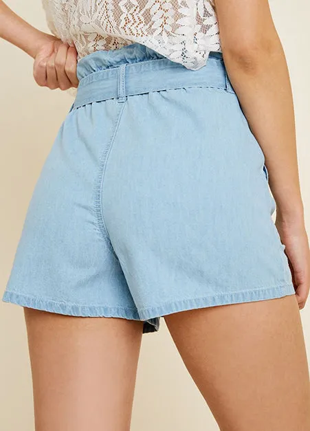 Belted High-Rise Paperbag Shorts