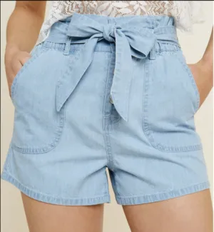 Belted High-Rise Paperbag Shorts