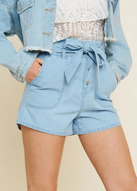 Belted High-Rise Paperbag Shorts