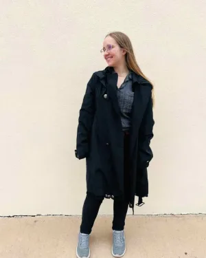 Betsey Johnson Size XL Black Hooded Nylon AS IS Jackets Raincoat