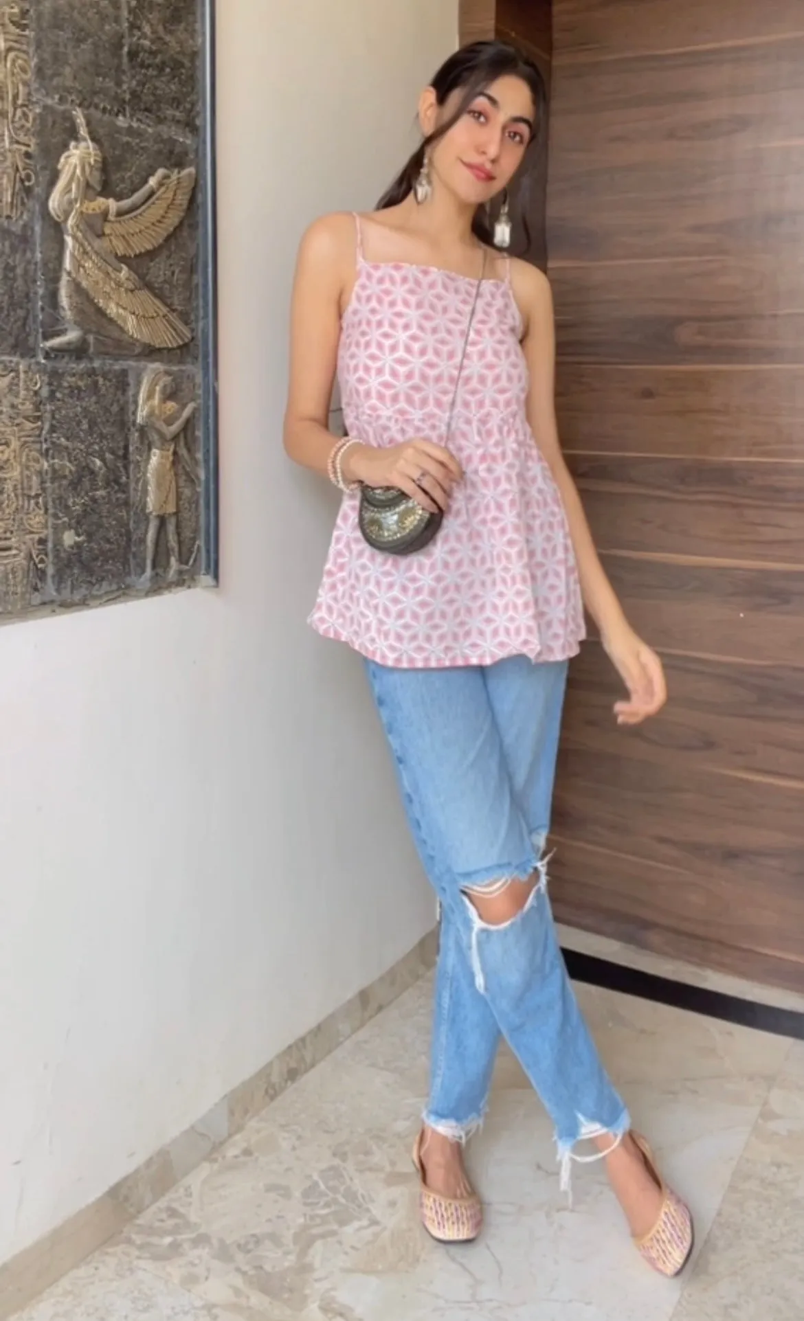 Block Printed Cotton Strappy Top Kashish