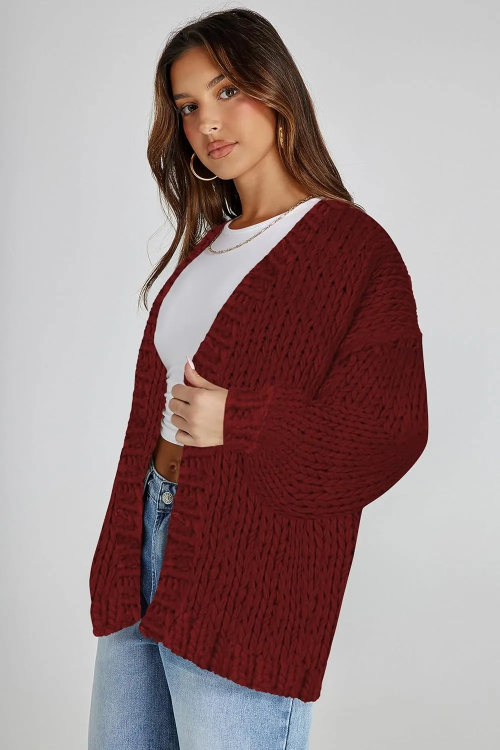 Cakulo Womens Chunky Cardigan Sweaters Trendy 2025 Oversized Winter Knit Sweater Coats Open Front Cardigans