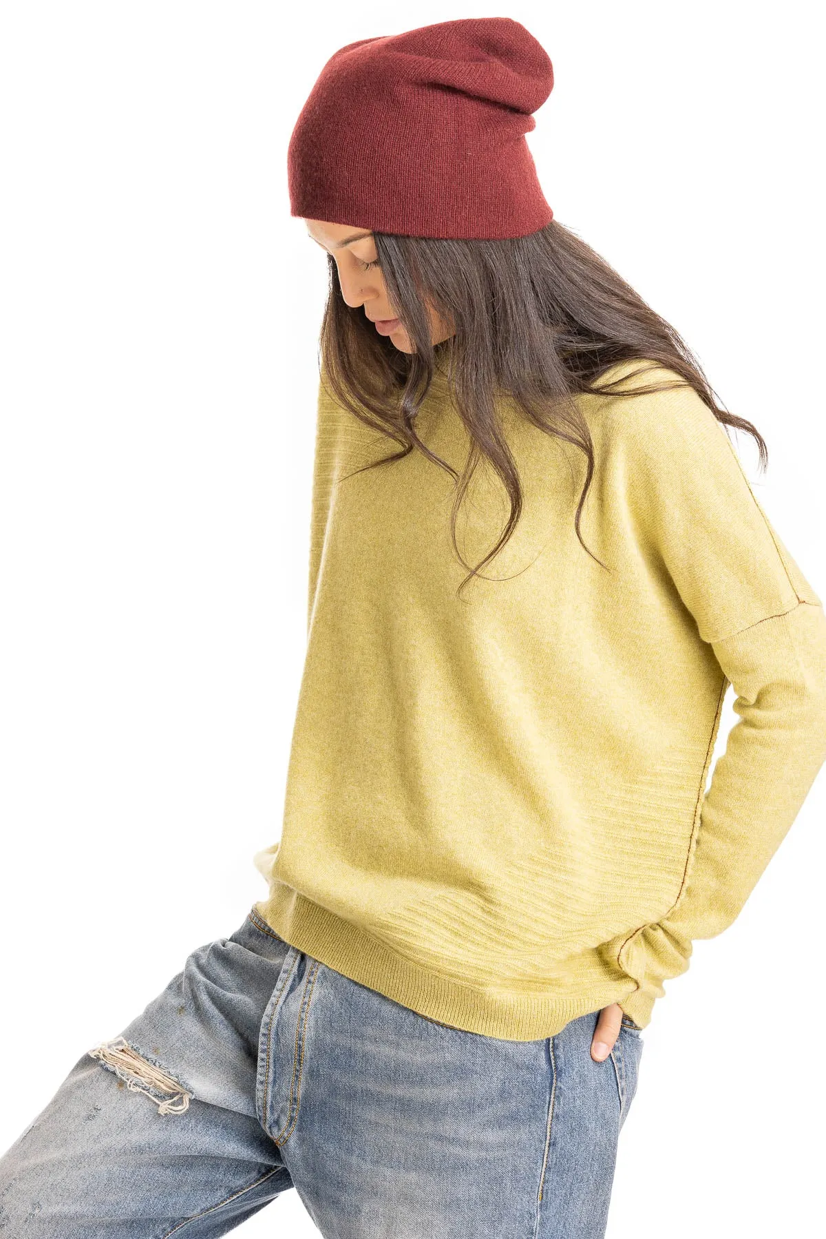 Cashmere Textured Pullover - Leek Green