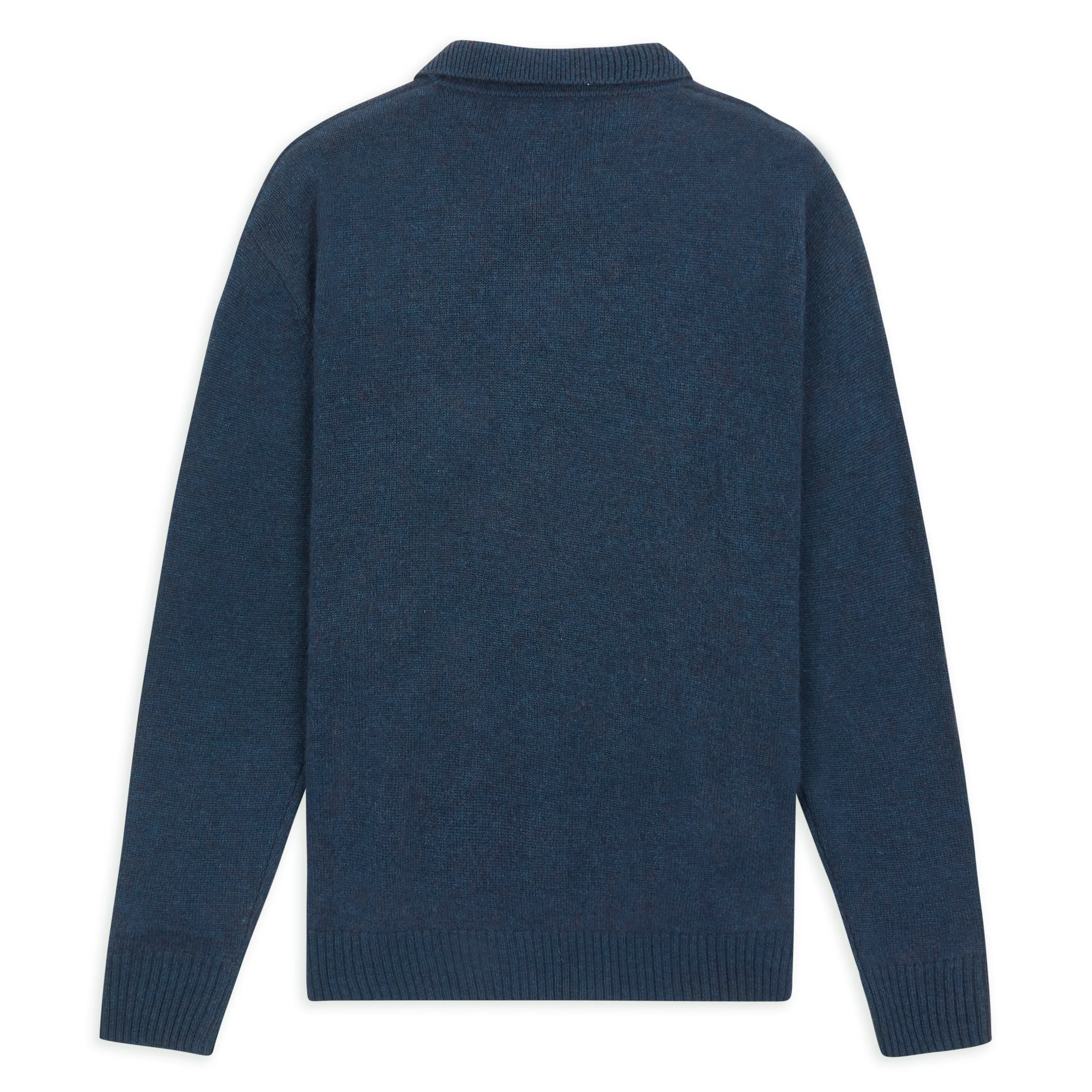 Collared Knitted Cardigan - Blue
