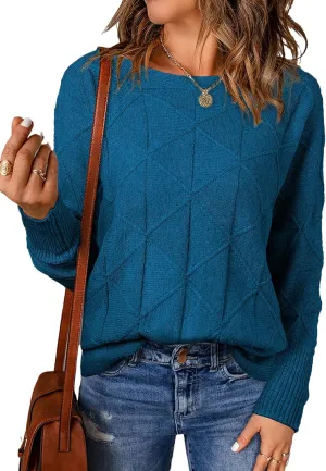 EVALESS Casual Crewneck Sweaters for Women Fall Spring 2025 Lightweight Long Batwing Sleeve Pullover Sweaters Tops Clothes