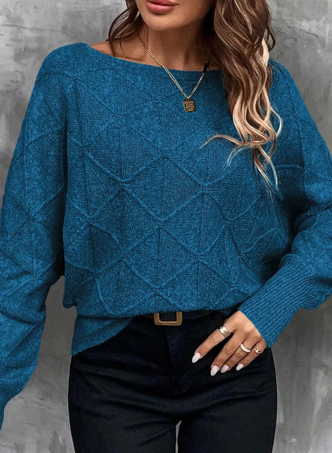 EVALESS Casual Crewneck Sweaters for Women Fall Spring 2025 Lightweight Long Batwing Sleeve Pullover Sweaters Tops Clothes