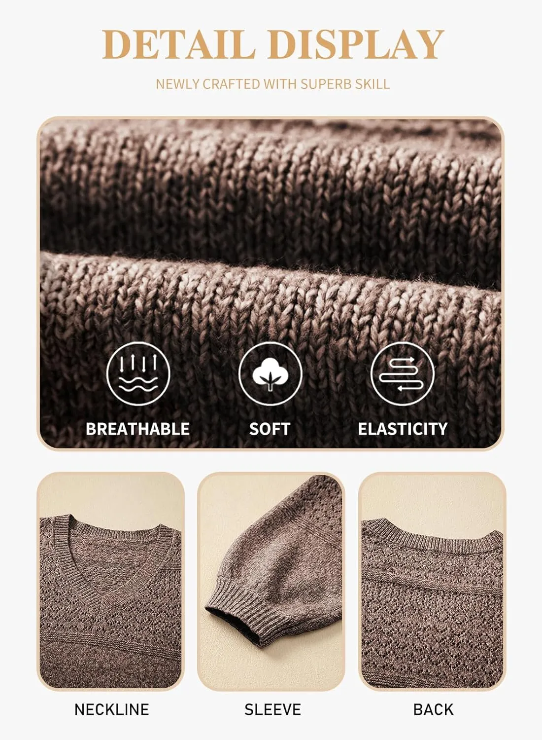 Eytino Womens Plus Size Sweater Casual Long Sleeve V Neck Crochet Knit Lightweight Pullover Sweater Tops(1X-5X)
