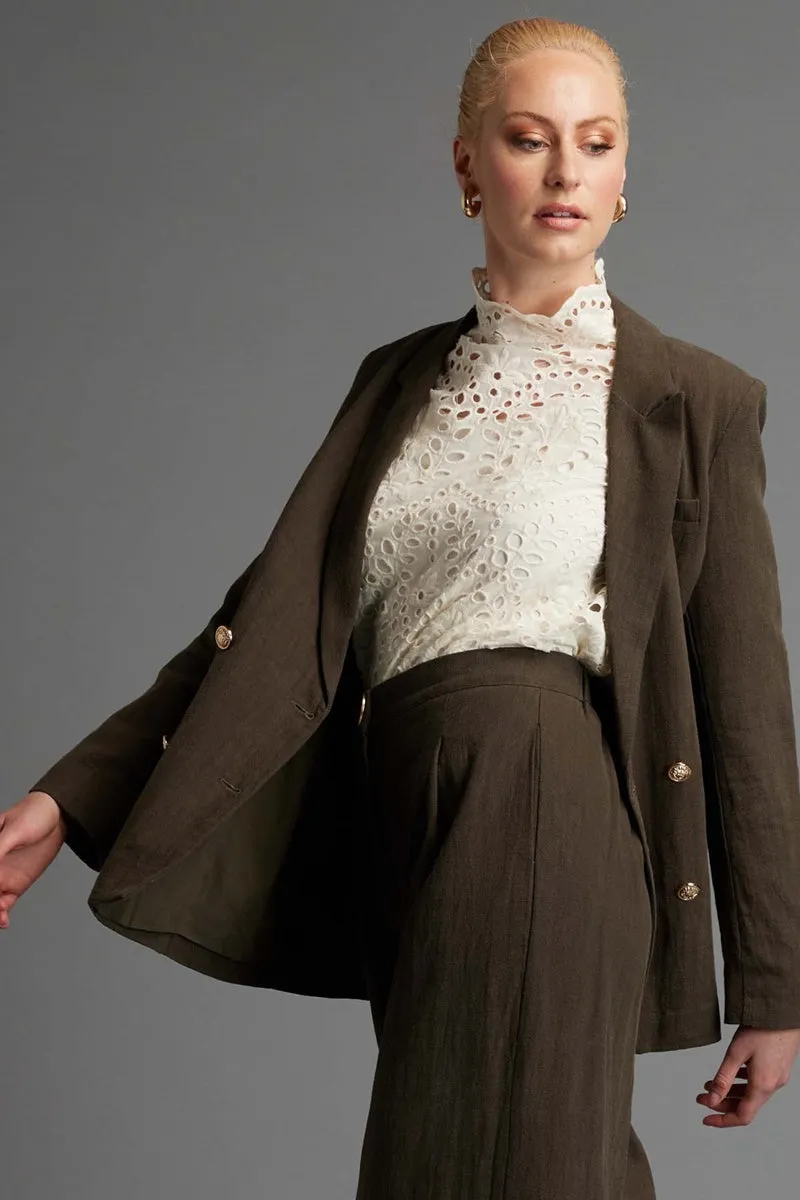 Fate   Becker - Last Dance Structured Solid Blazer - Khaki