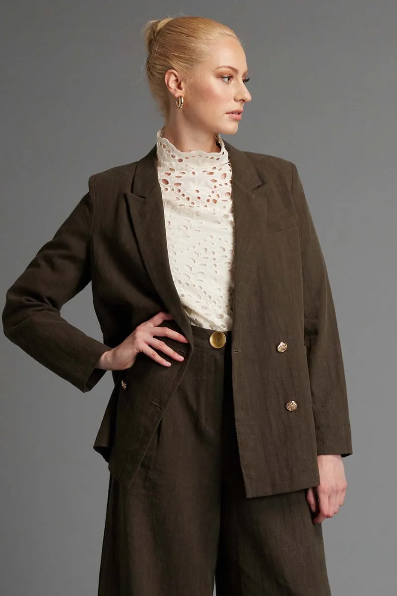 Fate   Becker - Last Dance Structured Solid Blazer - Khaki