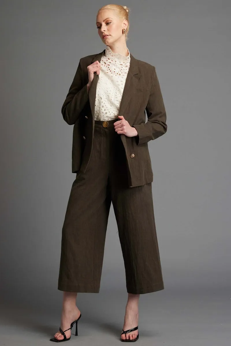 Fate   Becker - Last Dance Structured Solid Blazer - Khaki