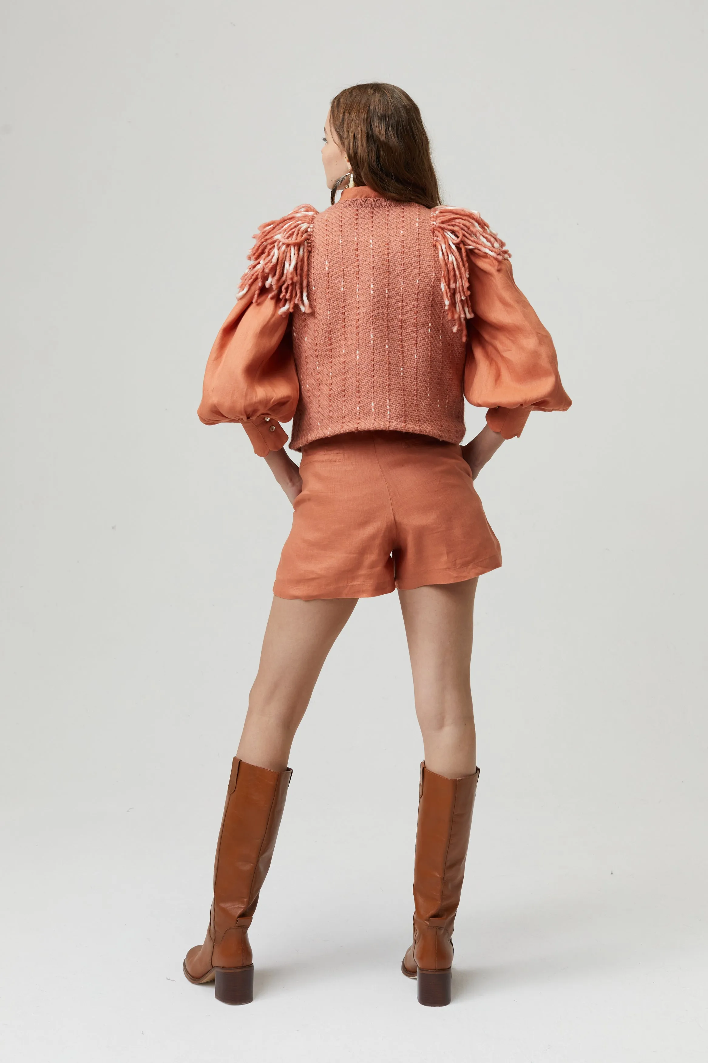 Frida Linen Shorts - Brick