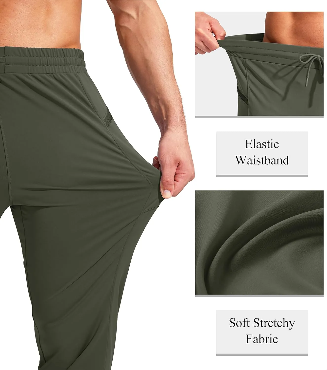 G Gradual Men's Joggers Pants with Zipper Pockets Stretch Athletic Sweatpants for Men Workout Jogging Running