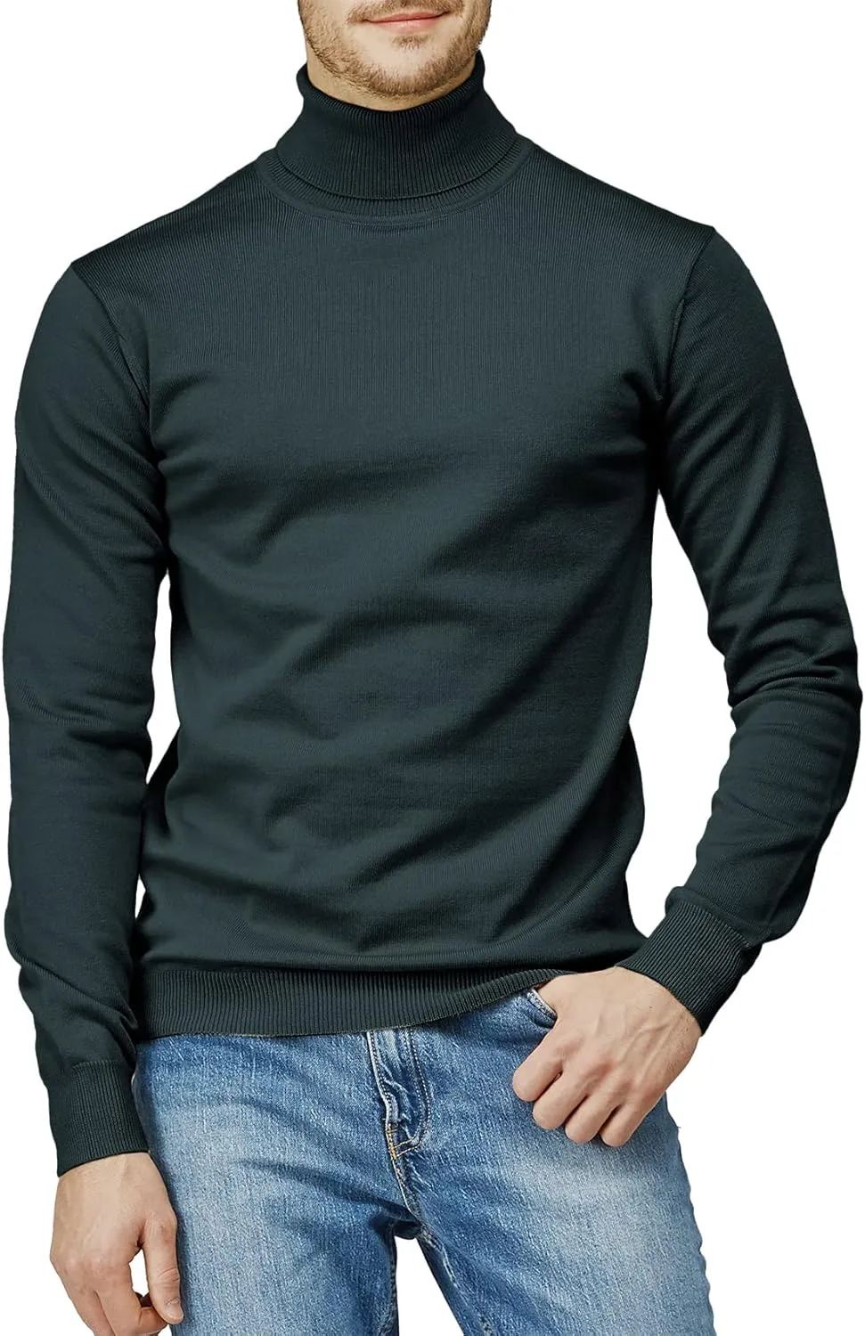 H2H Mens Slim Fit Turtleneck Pullover Sweaters Basic Tops Knitted Thermal
