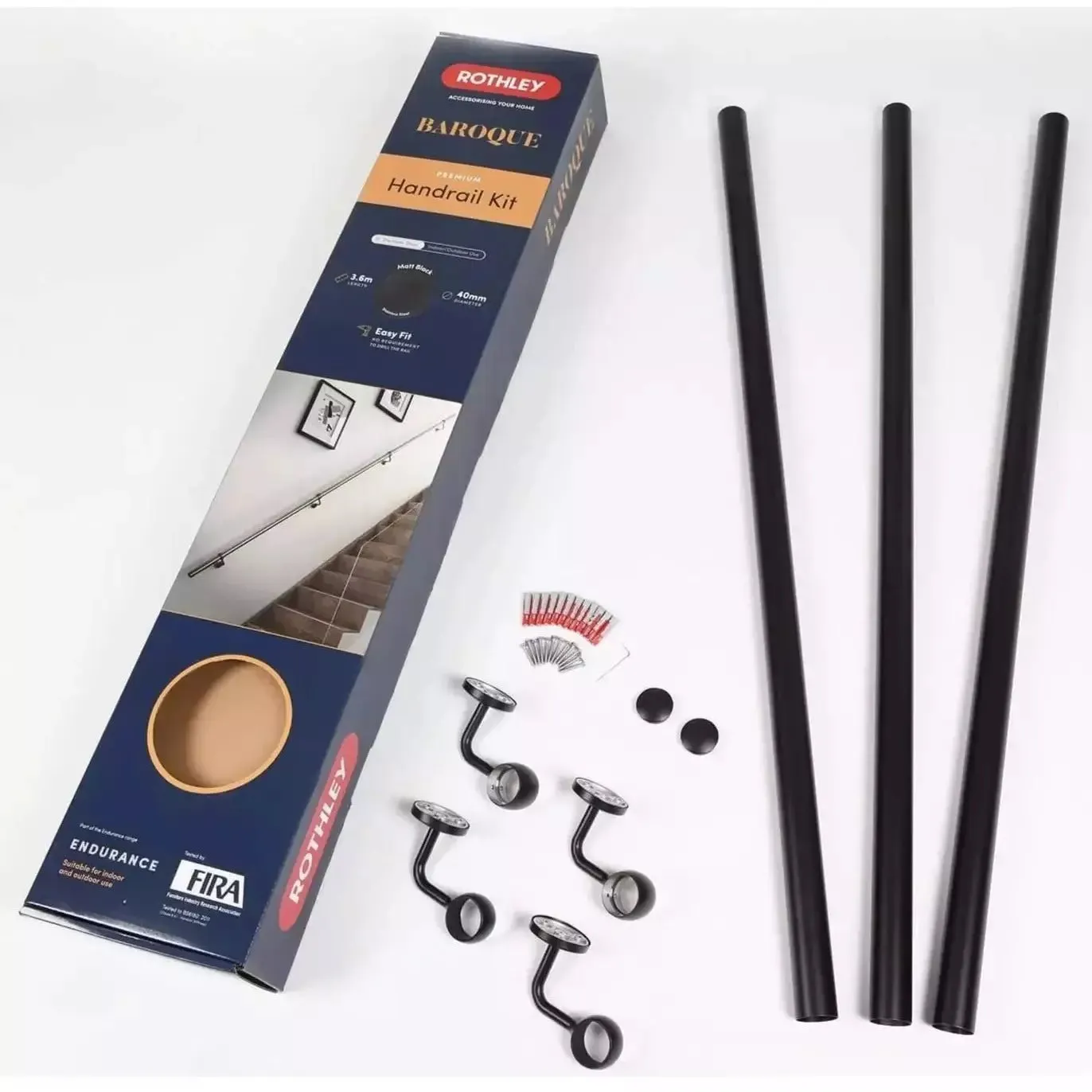 Handrail Kit - Interior Use - 3600mm - Matt Black