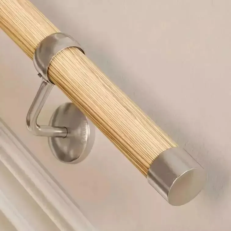 Handrail Kit Wooden / Timber - Interior Use - 3600mm - Pine / Brushed Silver