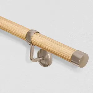Handrail Kit Wooden / Timber - Interior Use - 3600mm - Pine / Brushed Silver