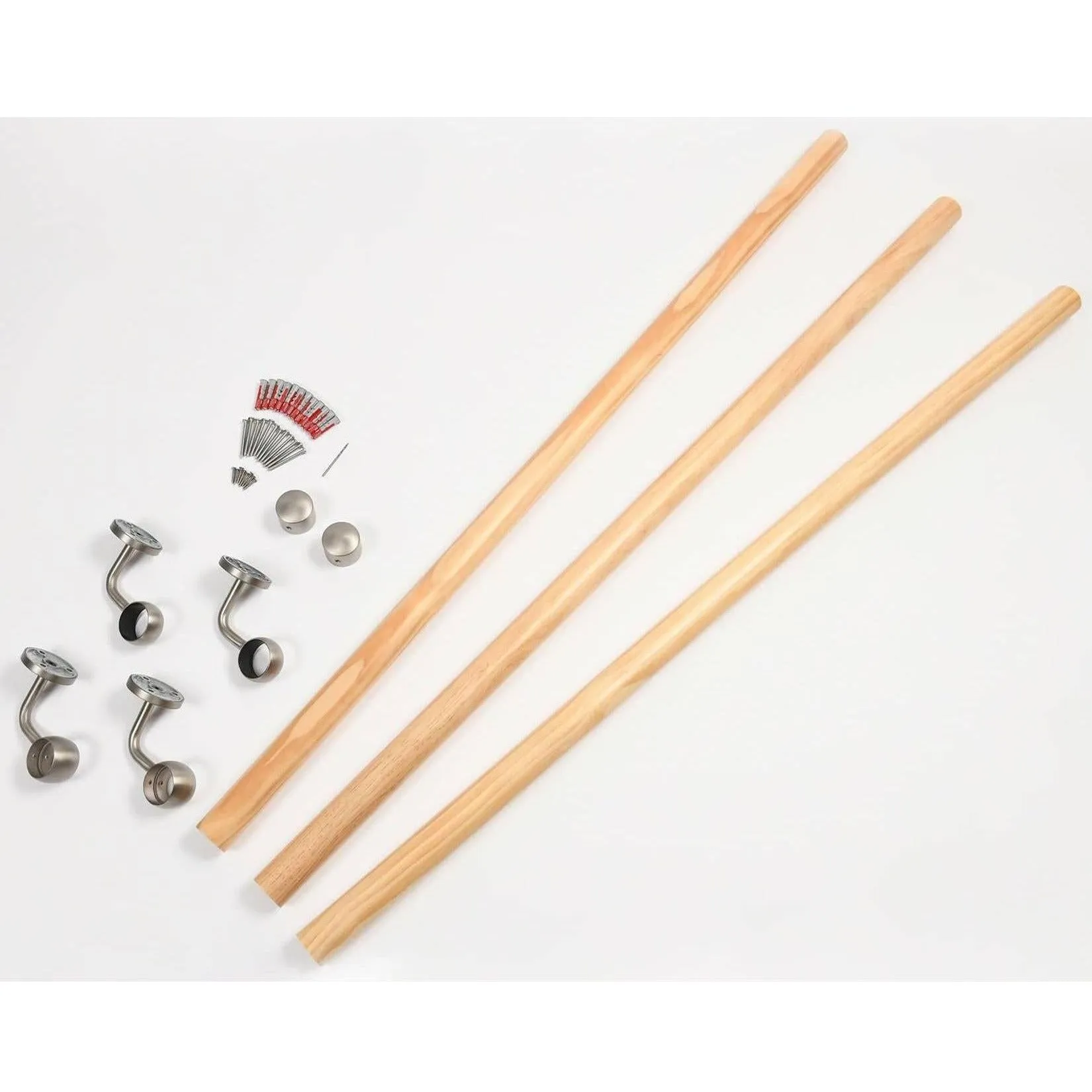 Handrail Kit Wooden / Timber - Interior Use - 3600mm - Pine / Brushed Silver
