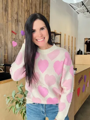 Hearts & Pearls Knit Sweater