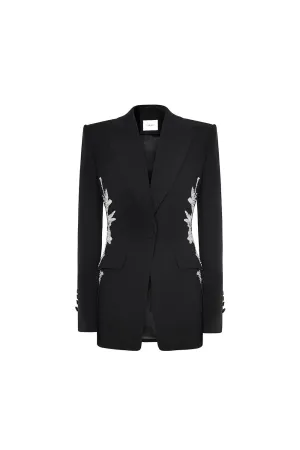 Huesca Structured Peak Lapel Crepe Blazer