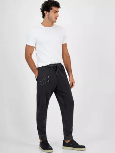 INC International Concepts Regular Fit Mens Acid Washed Joggers Deep Black 2XL