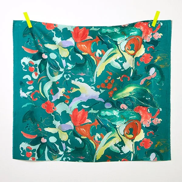 Japanese Nani Iro As It Is Abstract Geometric Linen Shirting Jade