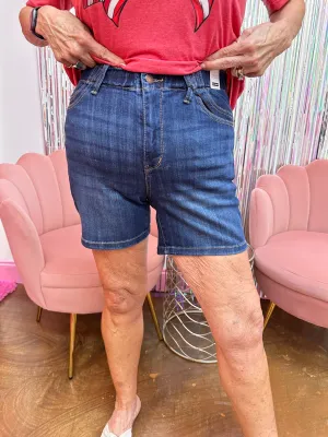 Judy Blue High Waist Elastic Waistband Mid Length Shorts 150275