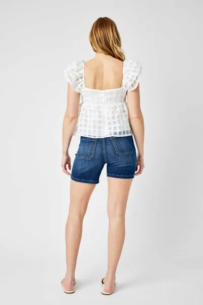 Judy Blue High Waist Elastic Waistband Mid Length Shorts 150275