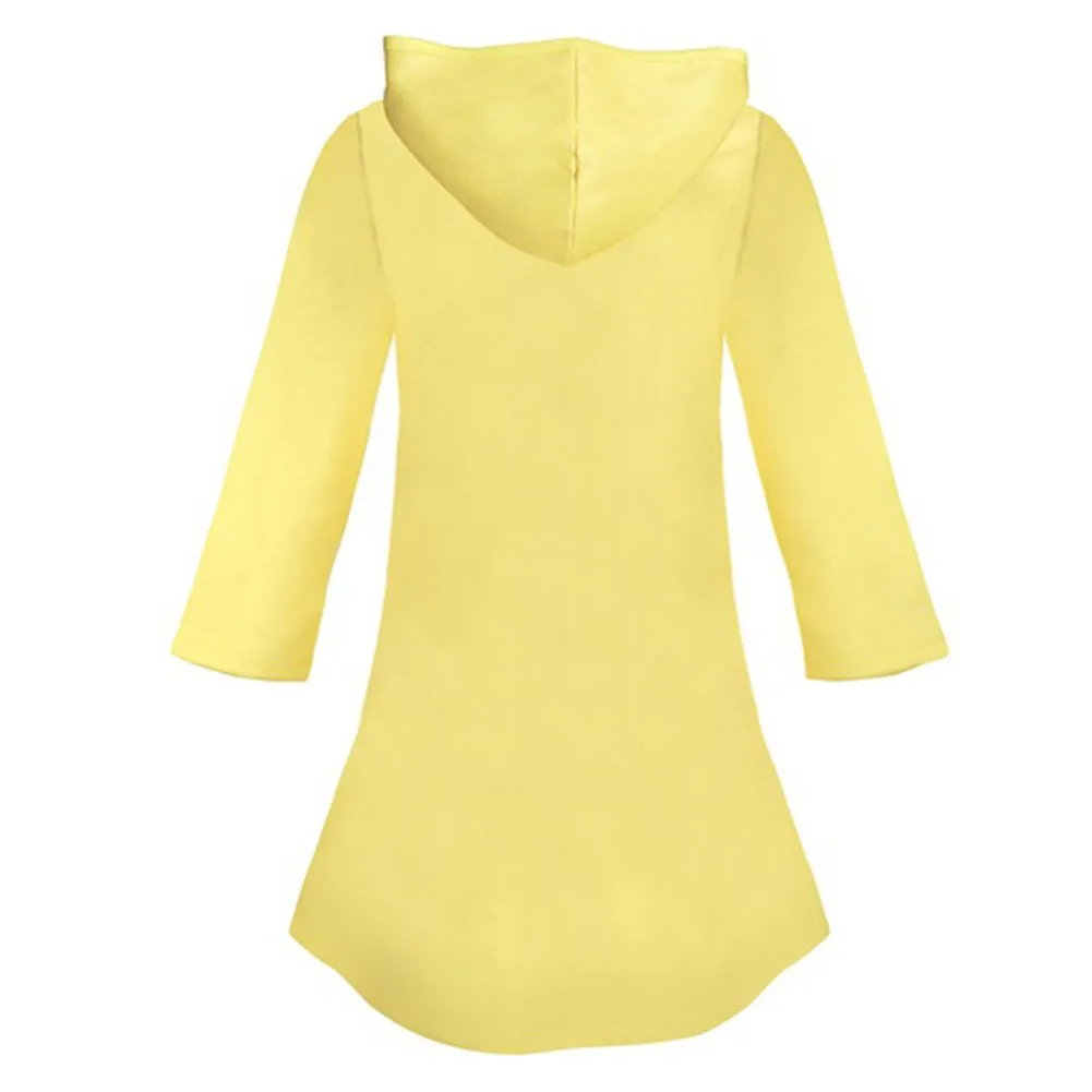 Kids Girls Little Nightmares Six Yellow Hooded Raincoat Dress Cosplay Costume Halloween Carnival Suit