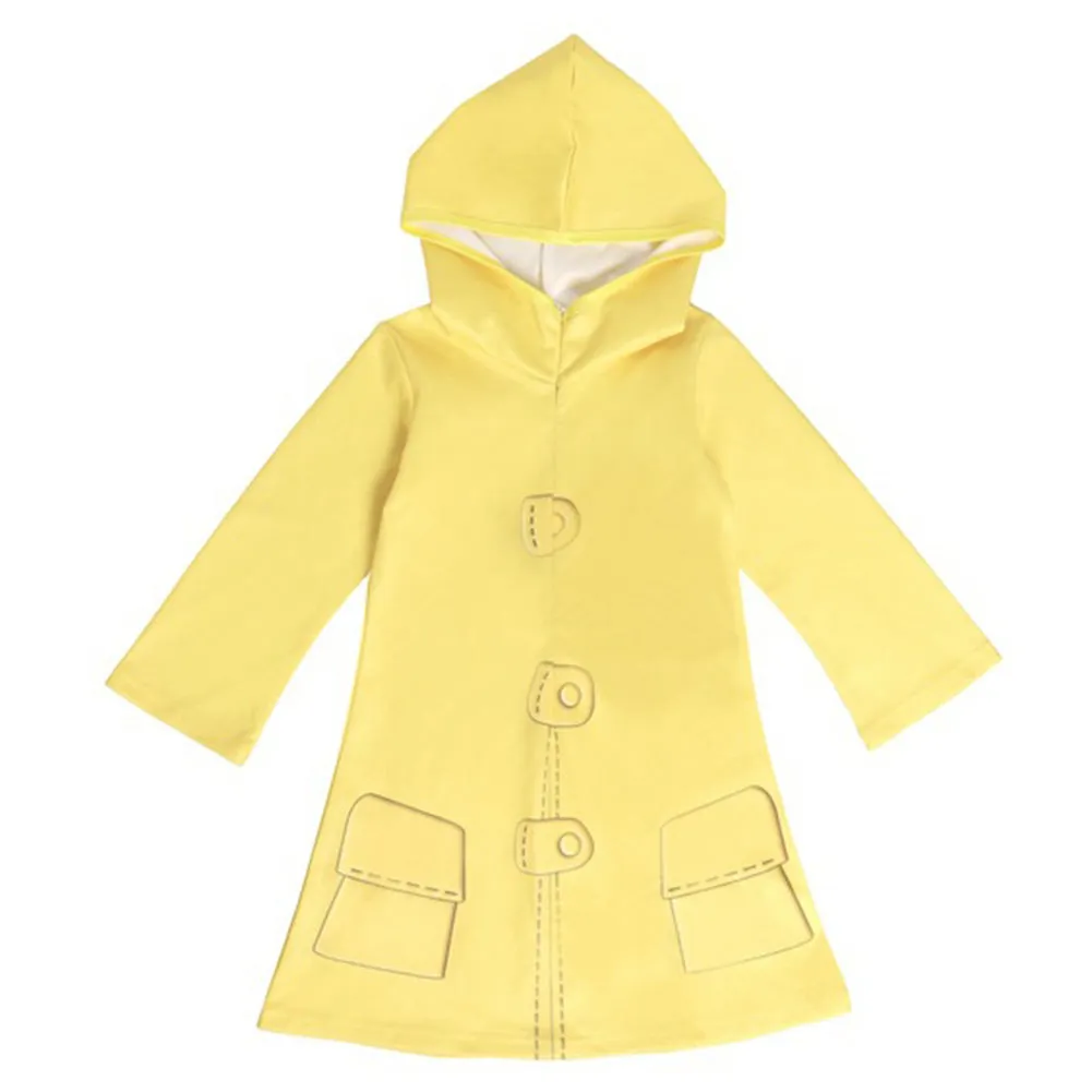 Kids Girls Little Nightmares Six Yellow Hooded Raincoat Dress Cosplay Costume Halloween Carnival Suit