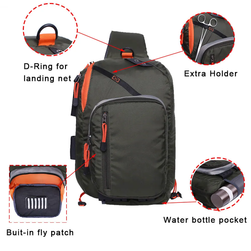 Kylebooker Fly Fishing Sling Packs Fishing Tackle Storage Shoulder Bag SL03
