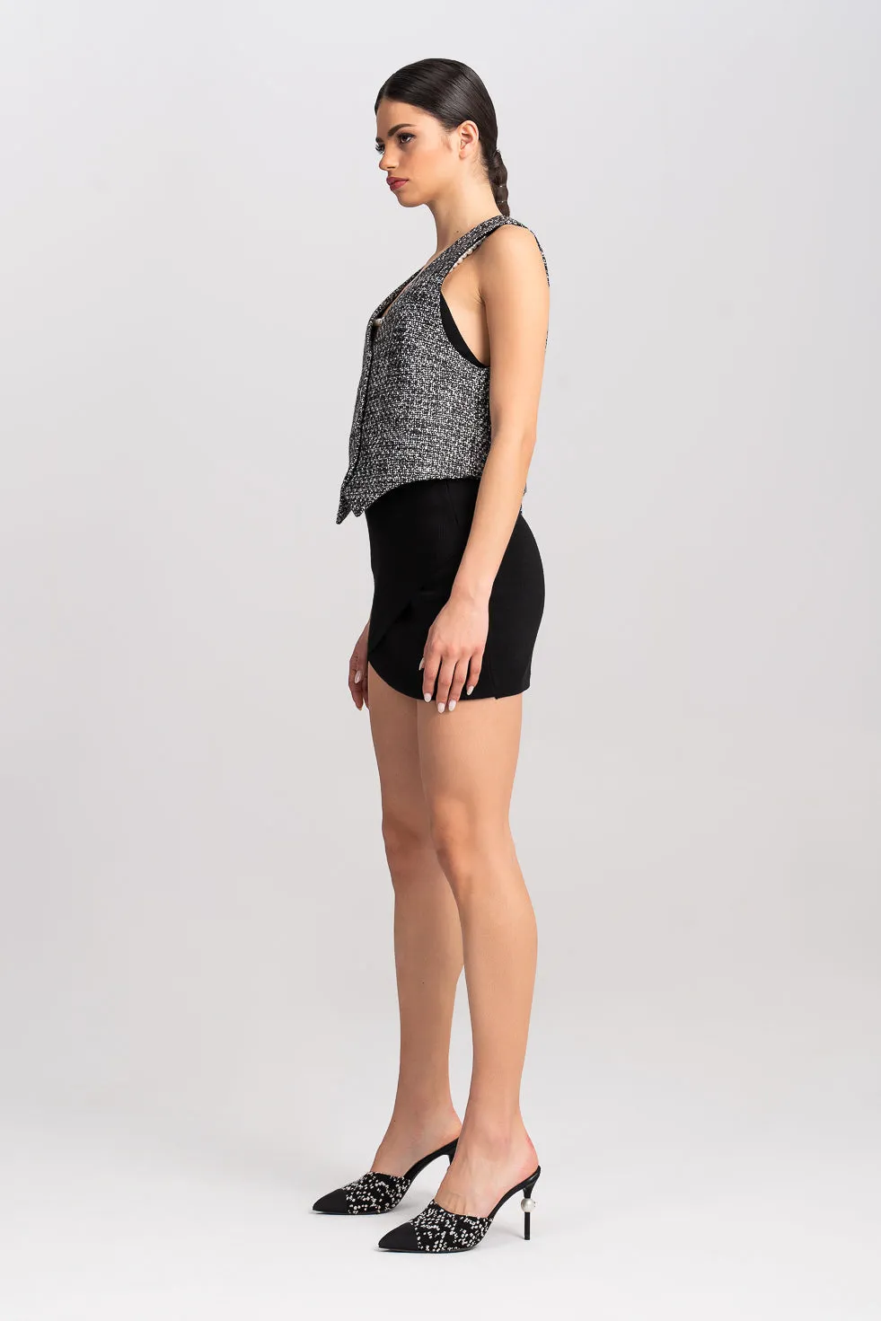 'LINA' TWEED VEST BOMBER JACKET