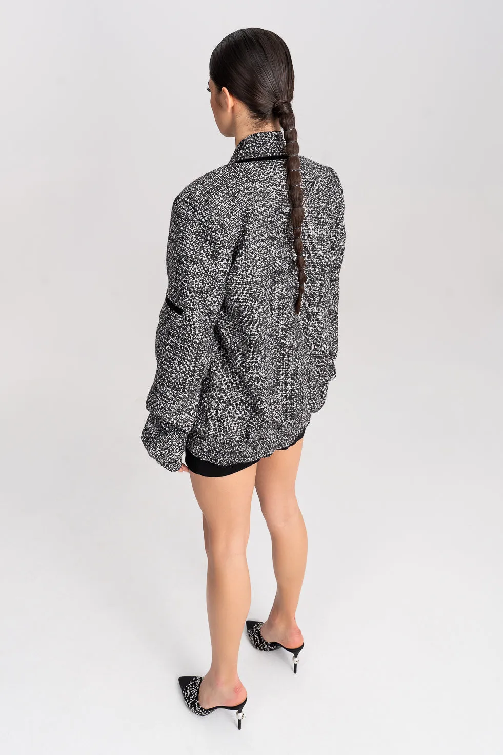 'LINA' TWEED VEST BOMBER JACKET
