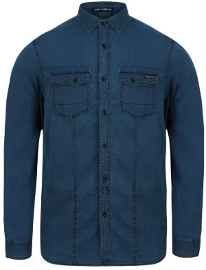 Mendez Long Sleeve Denim Shirt with Chest Pockets in Light Indigo - Tokyo Laundry