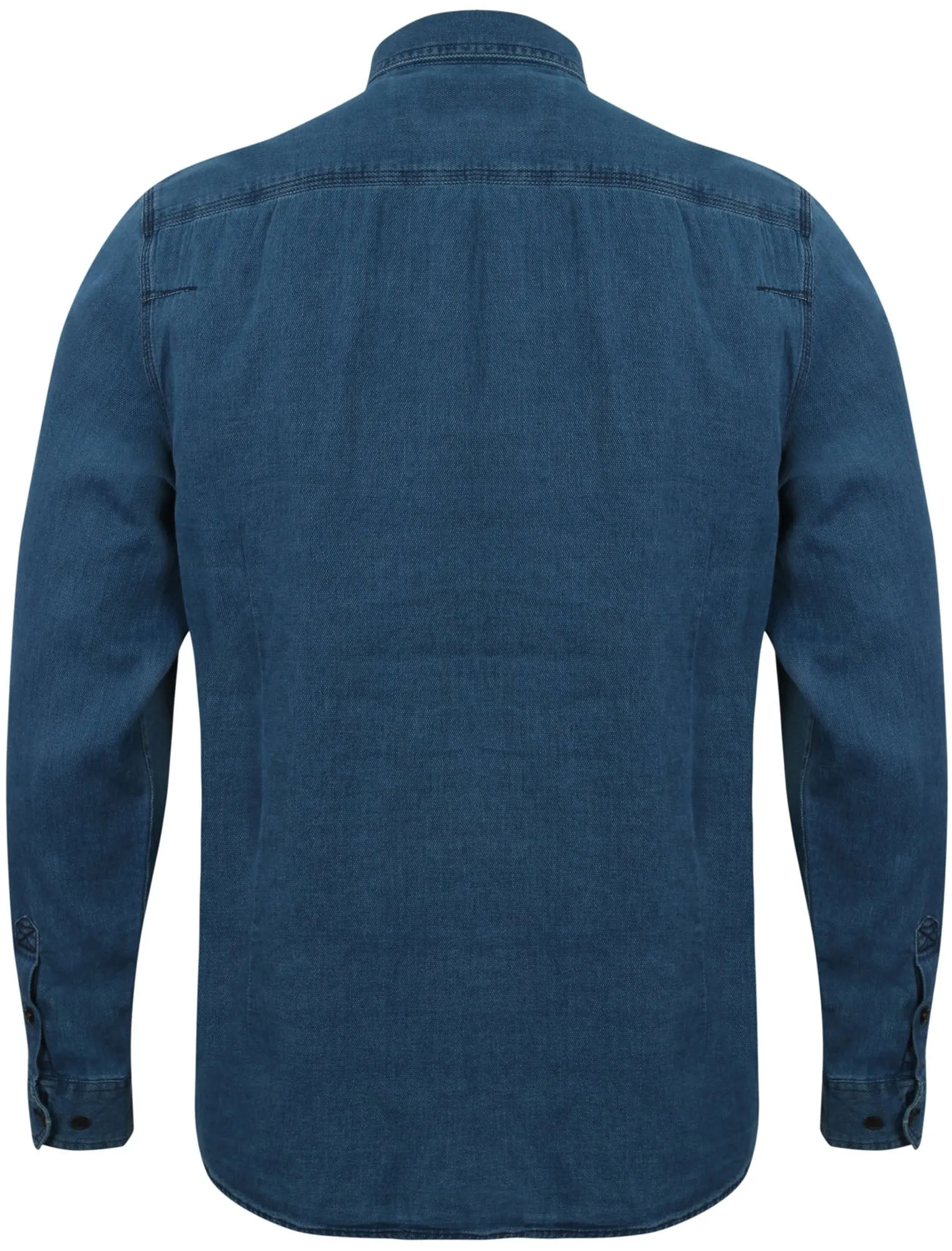 Mendez Long Sleeve Denim Shirt with Chest Pockets in Light Indigo - Tokyo Laundry