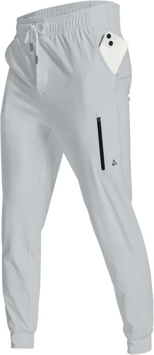 Men's Athletic Joggers with Zipper Pockets Stretch Track Pants Workout Running Gym Golf Sweatpants for Men