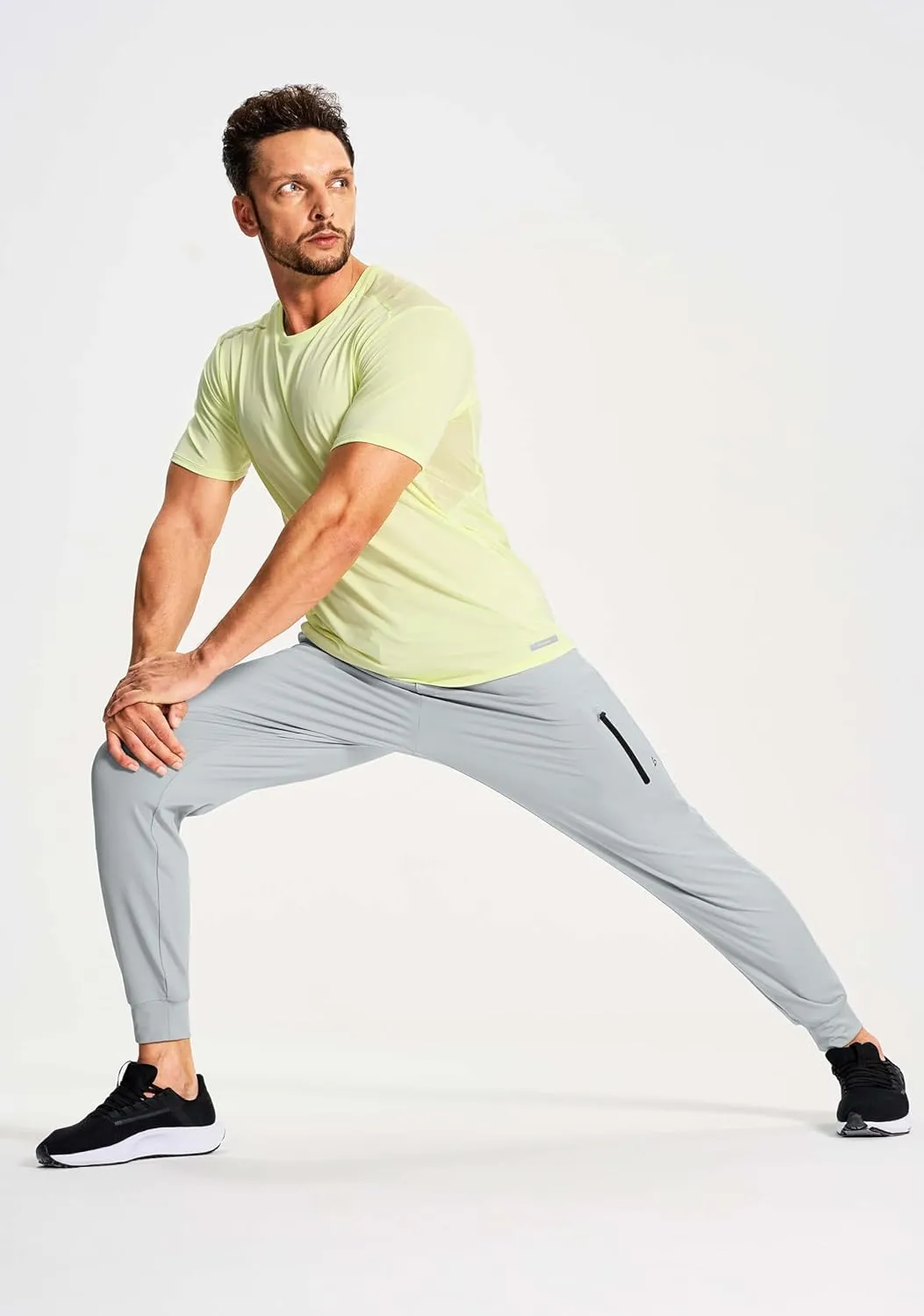 Men's Athletic Joggers with Zipper Pockets Stretch Track Pants Workout Running Gym Golf Sweatpants for Men