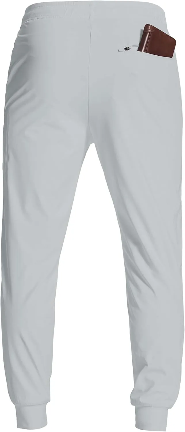 Men's Athletic Joggers with Zipper Pockets Stretch Track Pants Workout Running Gym Golf Sweatpants for Men