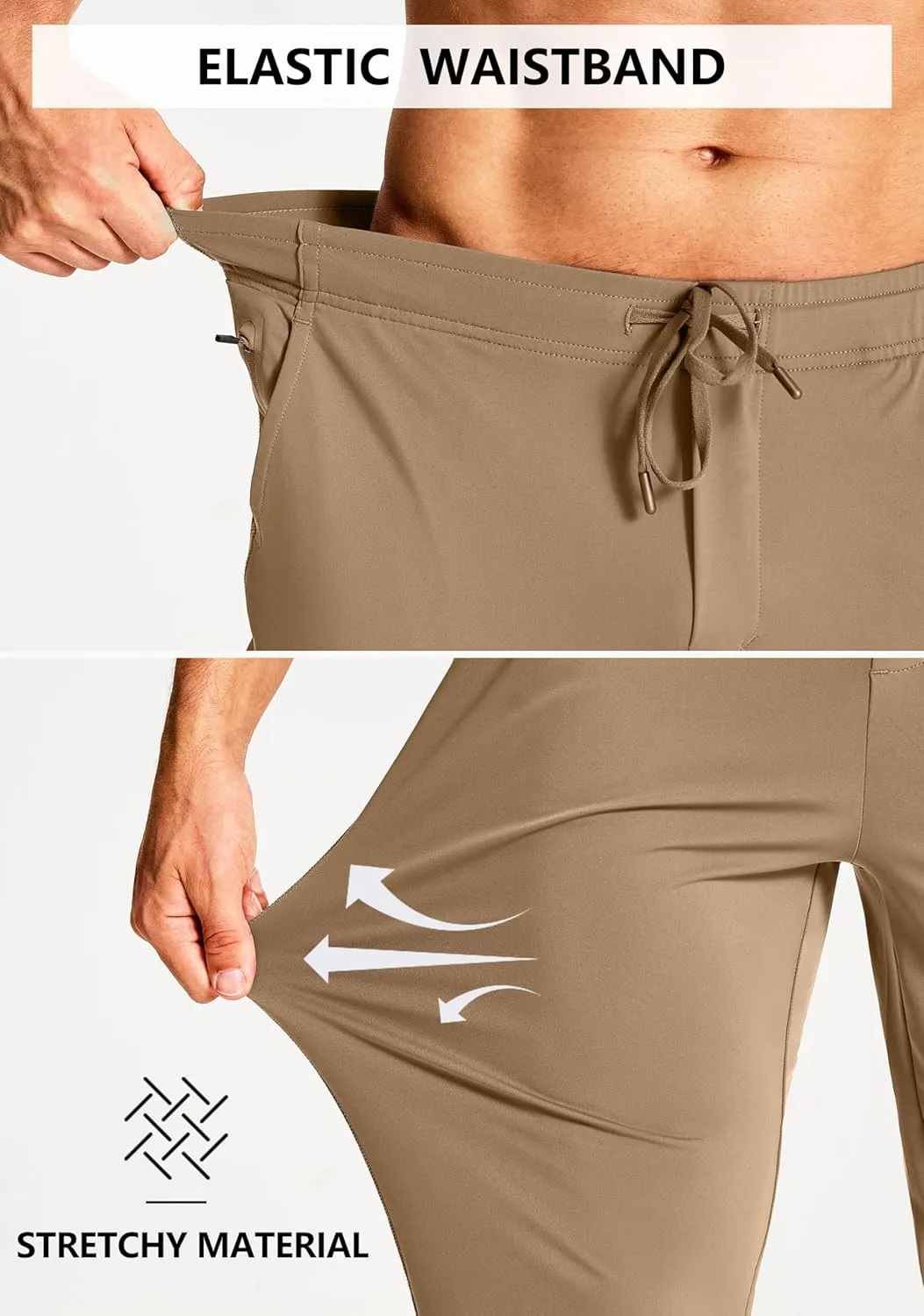 Men's Joggers Pants with Zipper Pockets Sweatpants Athletic Track Running Golf Workout Gym Pants for Men