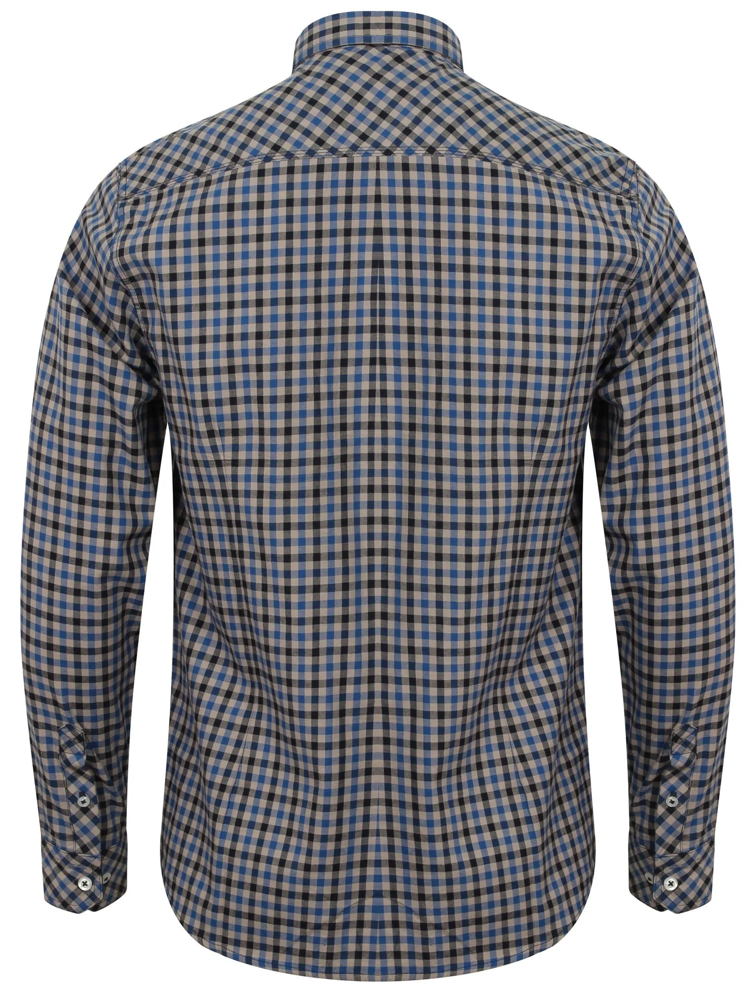 Montpellier Checked Long Sleeve Cotton Shirt in Monaco Blue - Tokyo Laundry