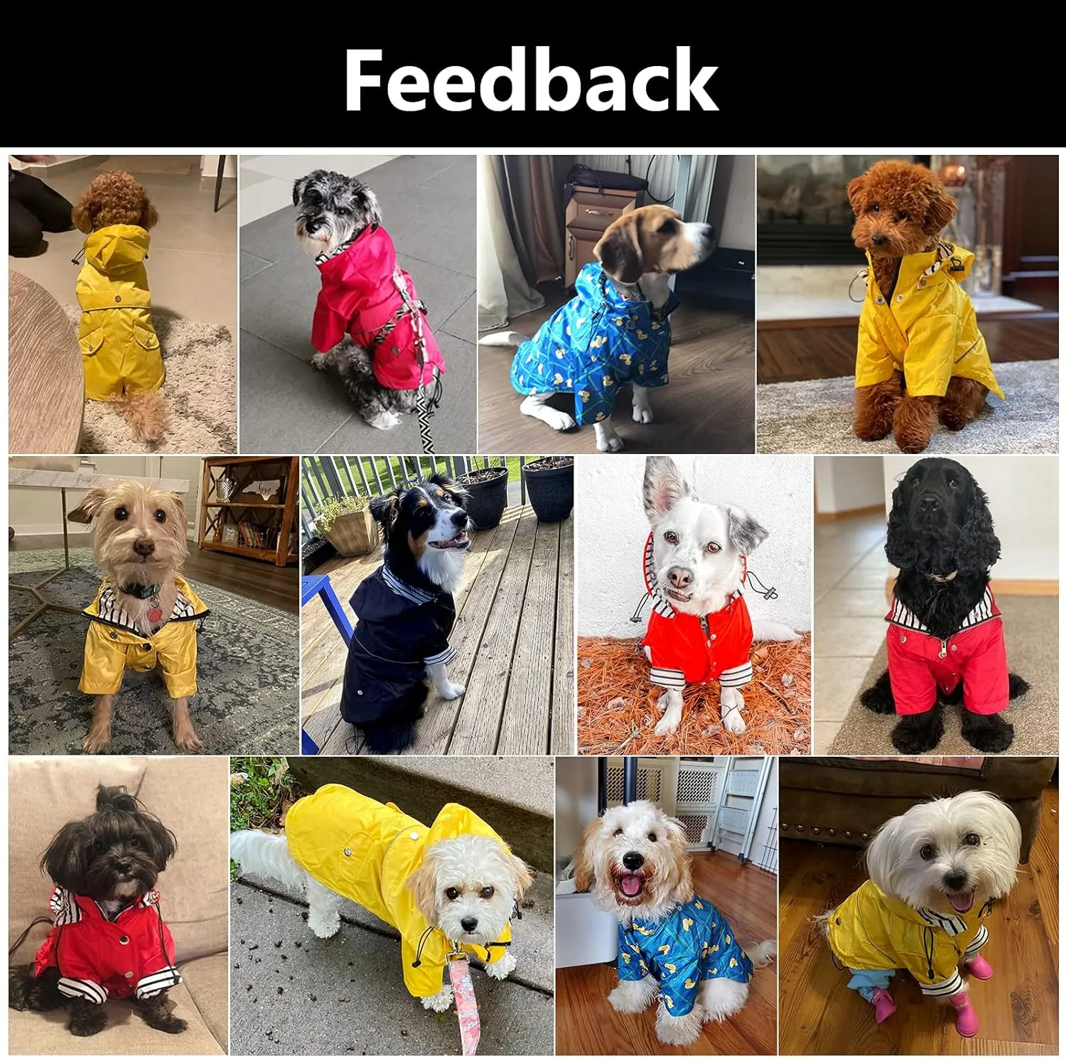 Morezi Dog Zip Up Raincoat with Reflective Buttons, Rain/Water Resistant, Adjustable Drawstring, Removable Hood, Raincoats with Legs 8lbs to 80lbs Available - Grid Blue - Medium